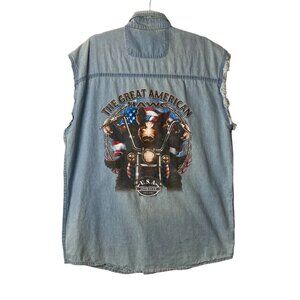Vintage RARE Biker's Edge Men M Great American Hawg Sleeveless Motorcycle Shirt